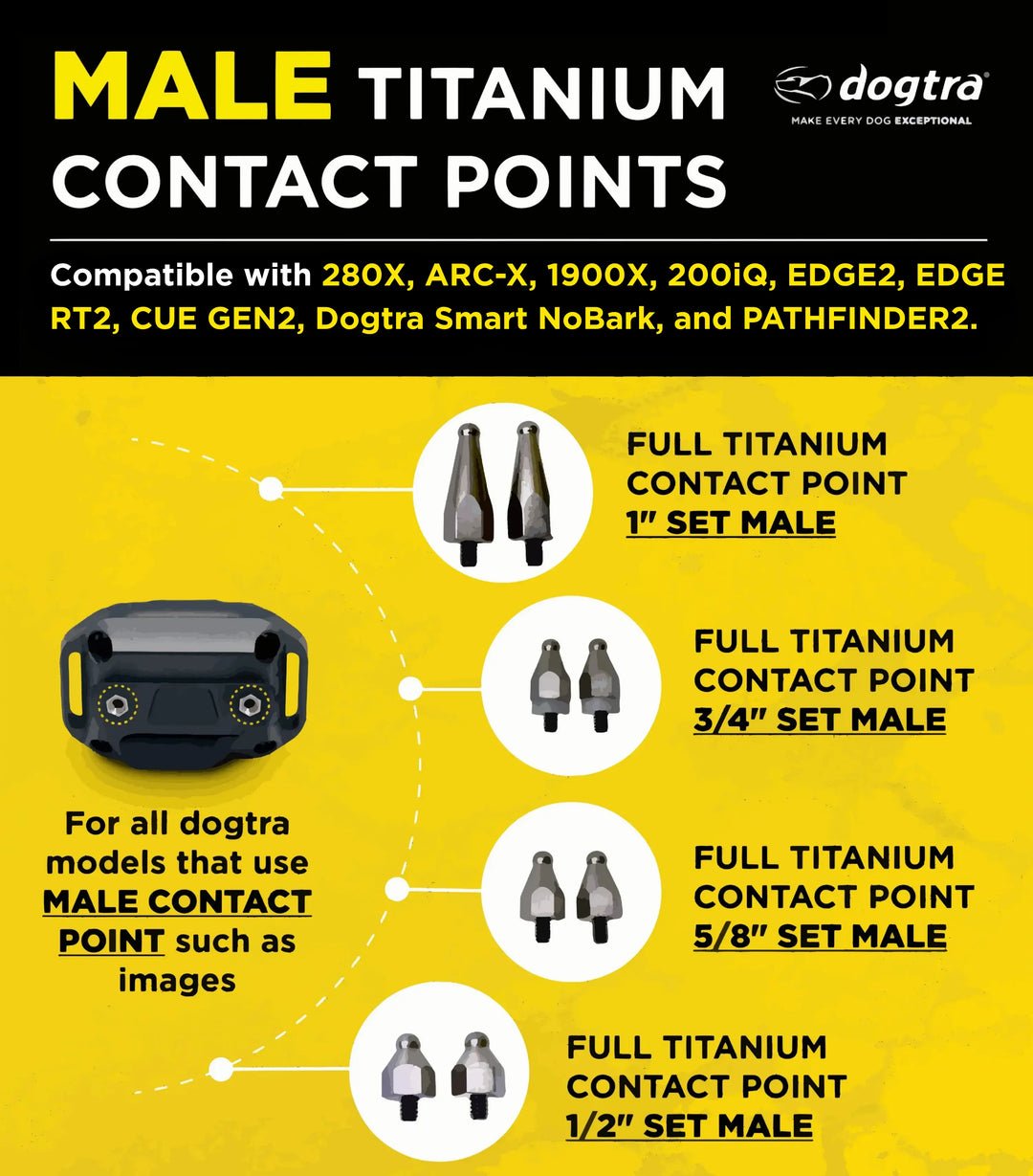 Dogtra Full Titanium Contact Points, 1", Male - Sheepdog Microphones