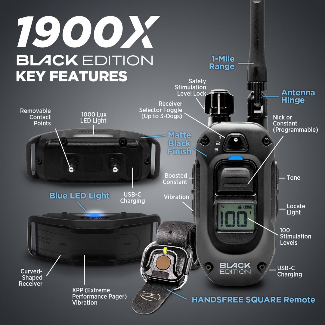 Dogtra 1900X Black Edition 1-Dog Unit - Sheepdog Microphones