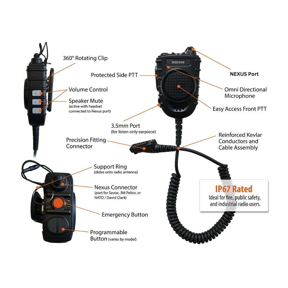 Tactical PTT Mic, 3.5mm and NEXUS Ports