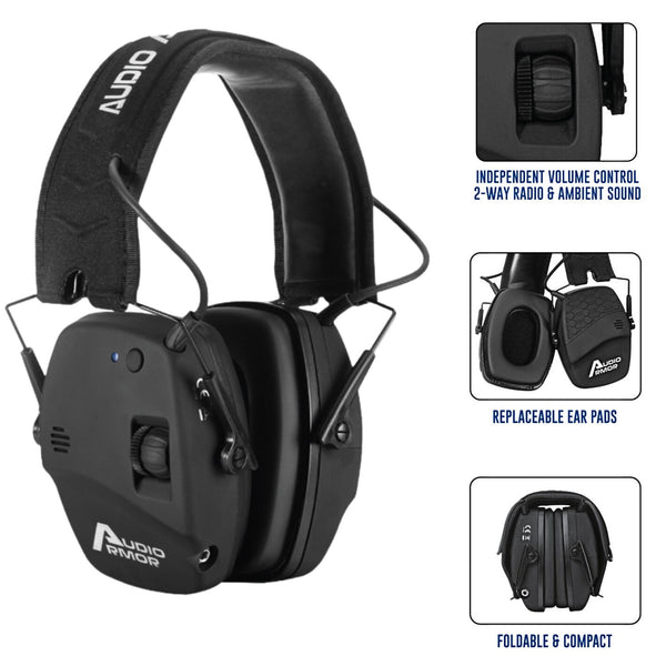 Audio Armor Hearing Protection Headset with Bluetooth Adapter and PTT for Motorola APX Series Radios - Sheepdog Microphones