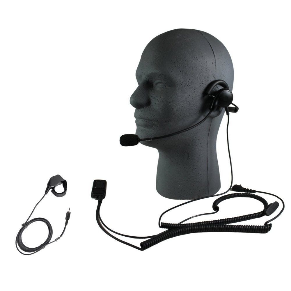 DRONECOMMS Drone Operator Boom Mic Headset with Ring PTT, Harris P7100 P7200 P5200 - Sheepdog Microphones