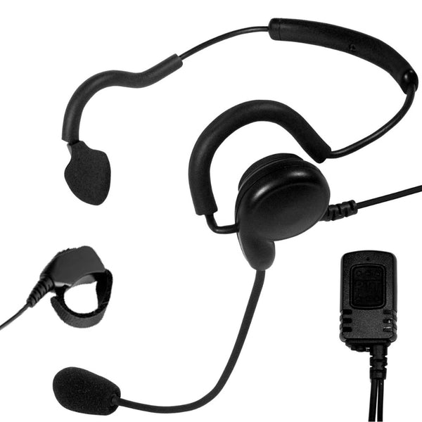 DRONECOMMS Drone Operator Boom Mic Headset with Ring PTT, Harris P7100 P7200 P5200 - Sheepdog Microphones
