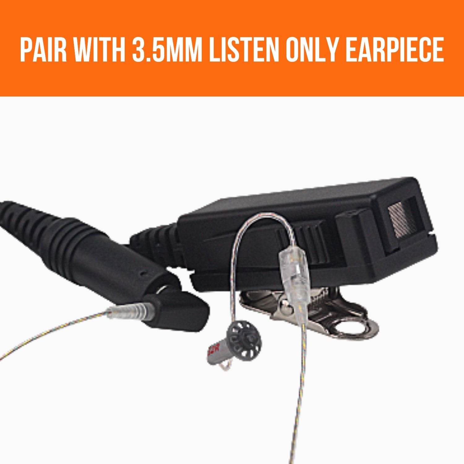 N-ear 2-Wire Surveillance PTT Kit, Tait TP Series, 3.5mm Earpiece Port - Sheepdog Microphones