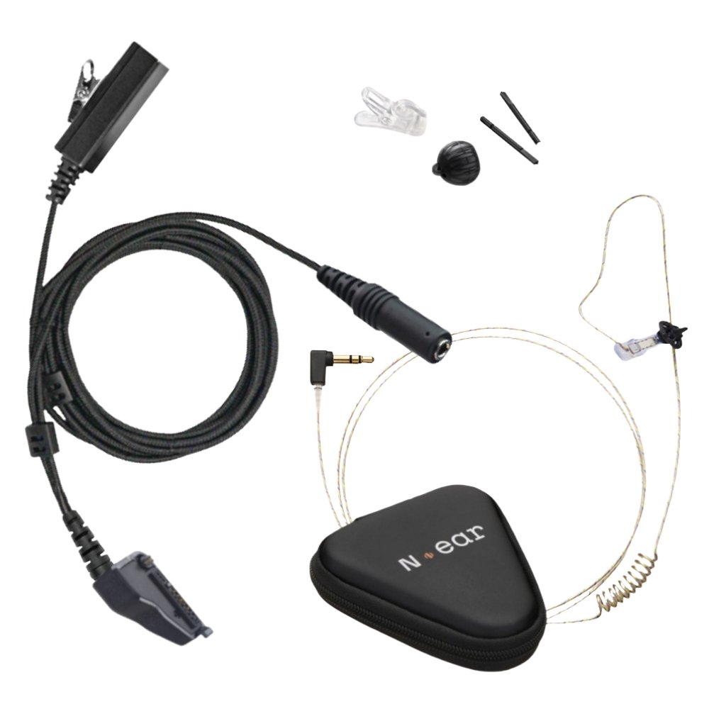 N-Ear 360 Flexo - Covert Police 2-Wire Surveillance Earpiece, Kenwood - Sheepdog Microphones