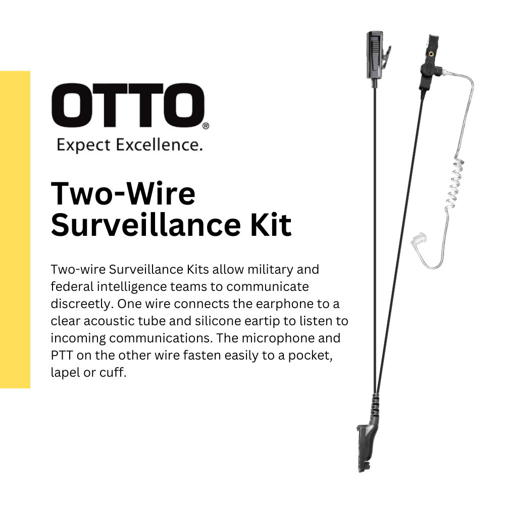 OTTO 2-Wire Surveillance Earpiece Mic Kit - Motorola APX Series - Sheepdog Microphones