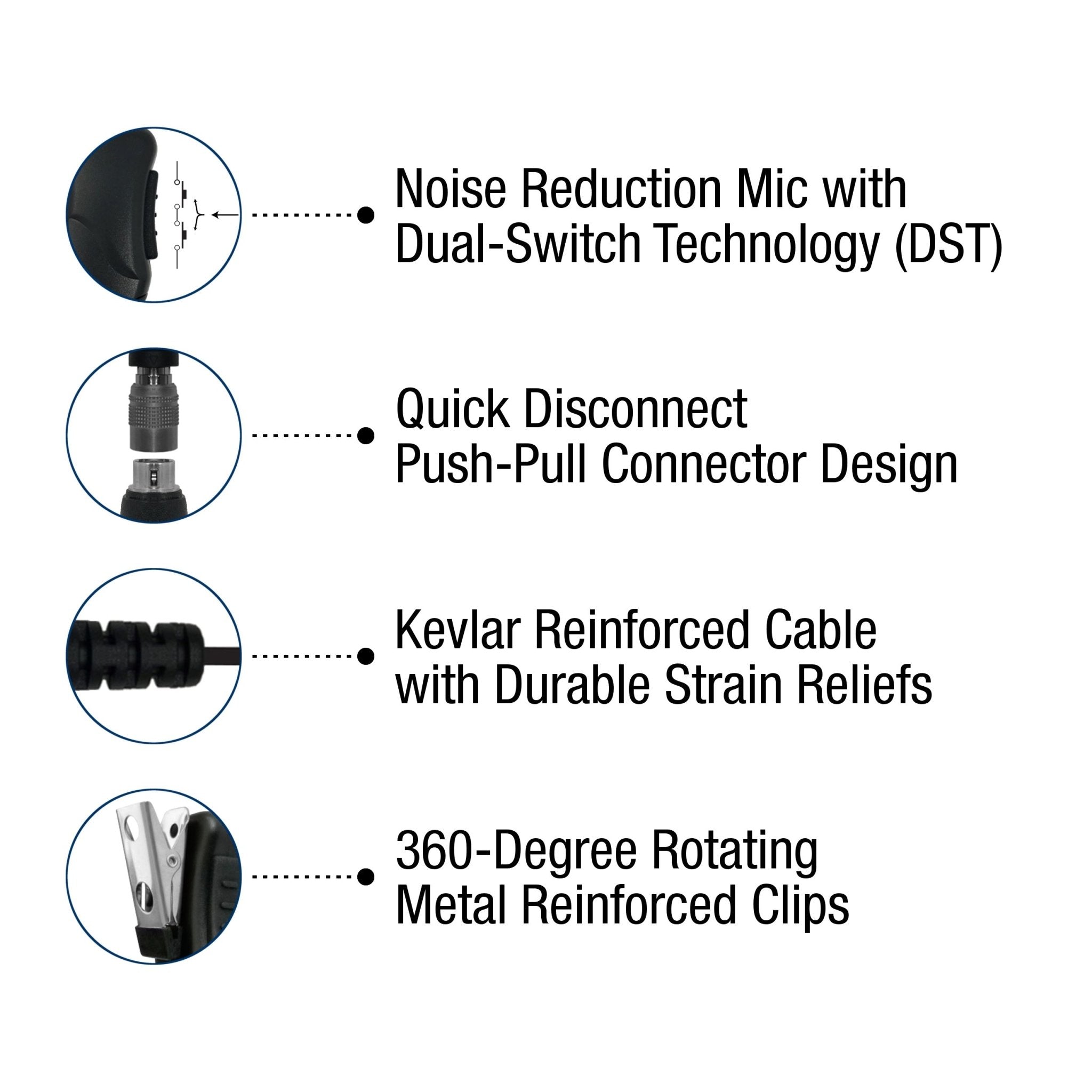 Sheepdog Quick Disconnect Lapel Mic Earpiece for Harris MACOM Jaguar 700P P5100 P7100 P7200 Series - sheepdogmics.com