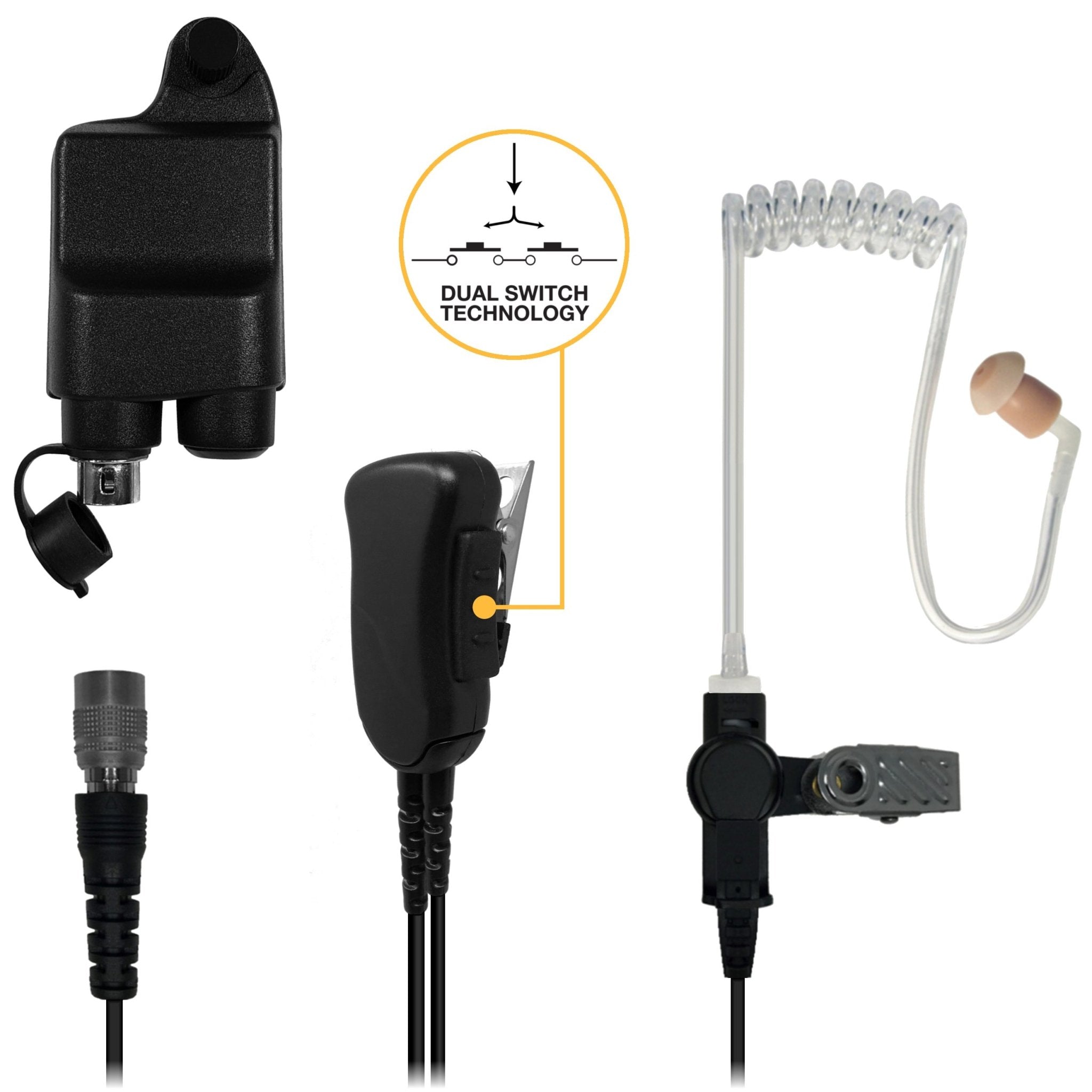 Sheepdog Quick Disconnect Lapel Mic Earpiece for Harris MACOM Jaguar 700P P5100 P7100 P7200 Series - sheepdogmics.com