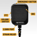 Speaker Microphone, Emergency Button, Harris (SD27-HA1) - Sheepdog Microphones